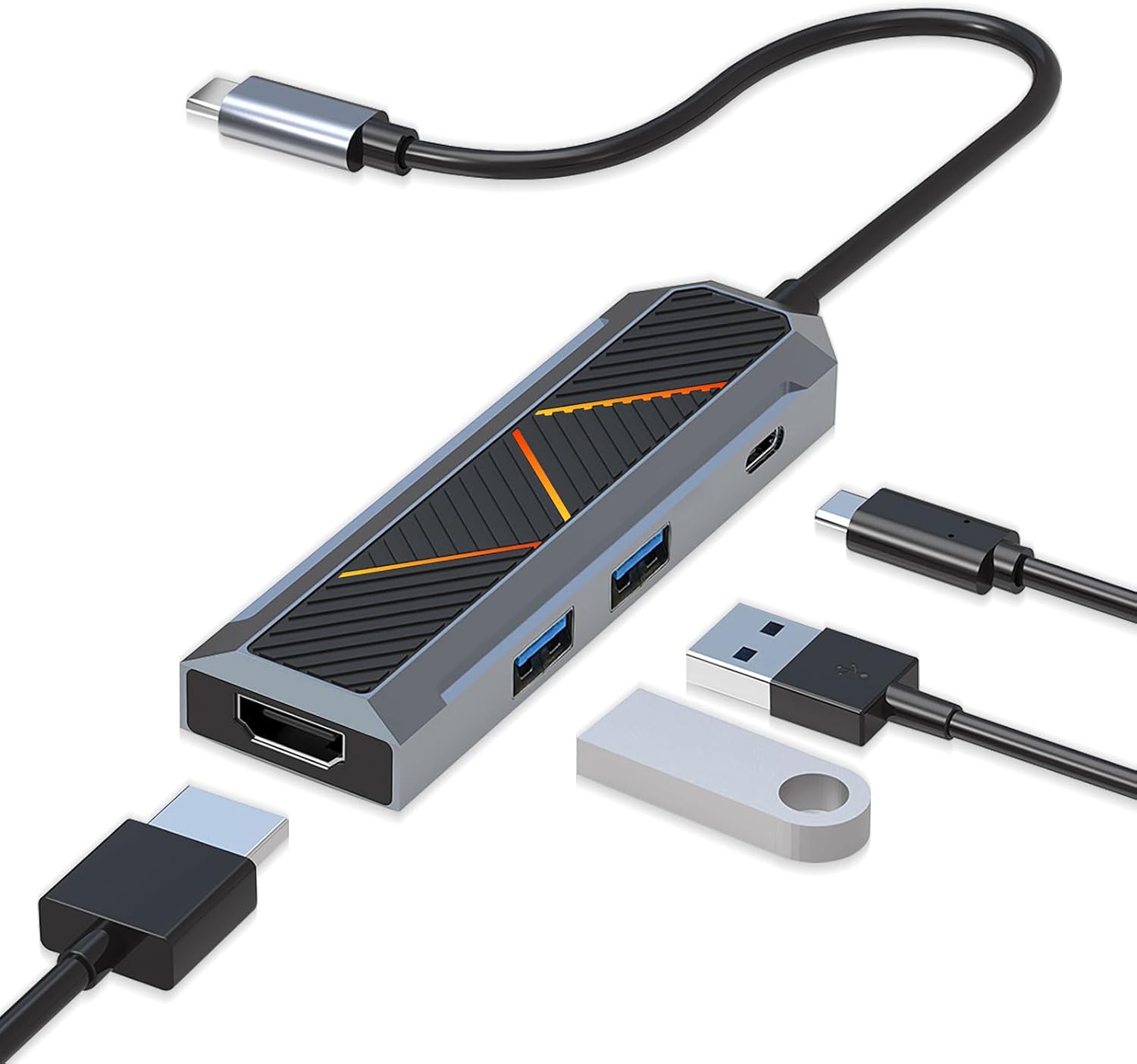 4-in-1 USB-C uyasi 4k 60 soatlik HDMI Splitter bilan