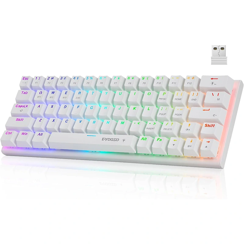 63 RGB kalitlari simsiz BT 2.4GHz tip-c mexanik oʻyin klaviaturasi