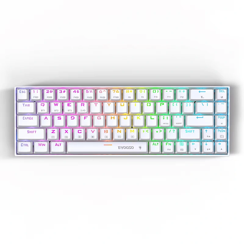 68 kalitli RGB simsiz BT 2.4GHz mexanik oʻyin klaviaturasi