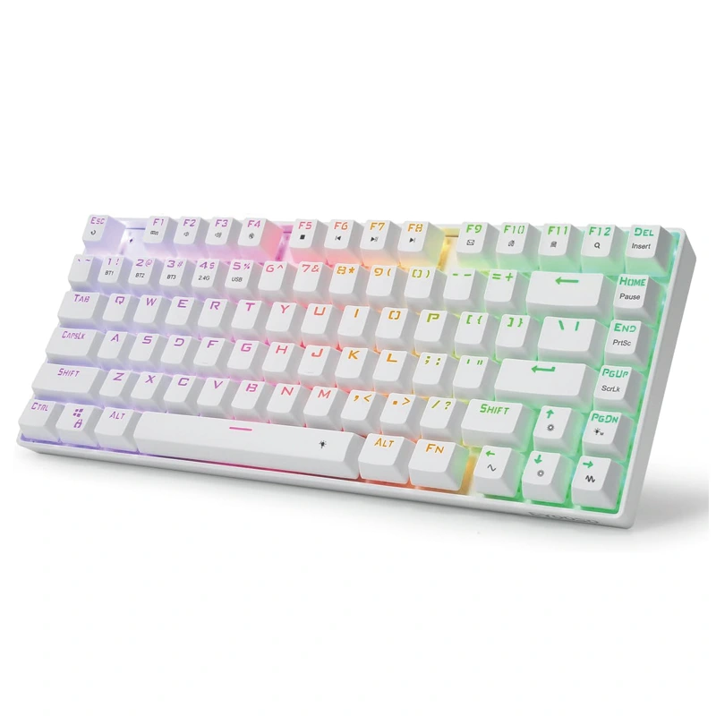 81 kalitli simsiz Bluetooth 2,4 gigagertsli RGB mexanik klaviatura