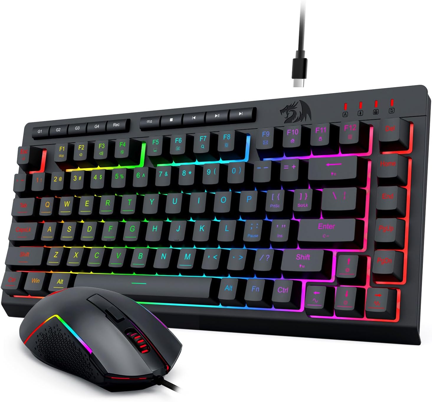 Black S155 RGB simli o'yin klaviaturasi va sichqoncha kombinatsiyasi