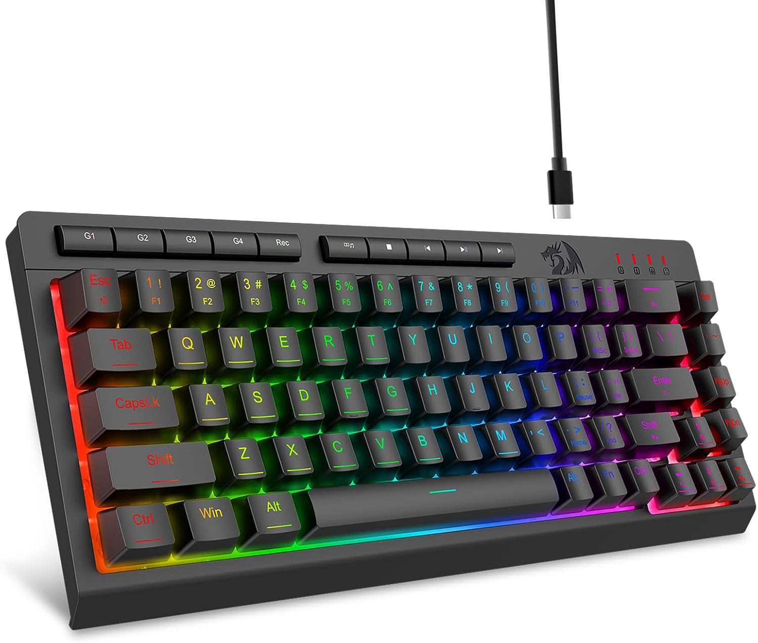 Black K519 simli o'yin RGB orqaga qaytish klaviaturasi