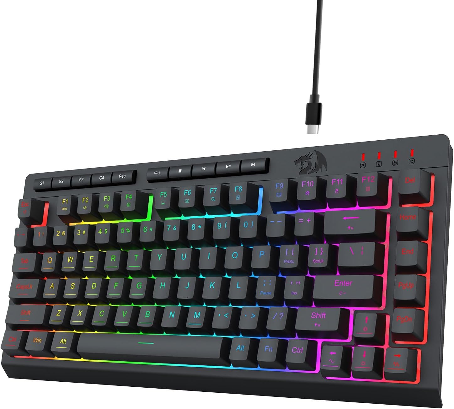 Black K524 simli o'yin RGB Blunt, 75% klaviatura